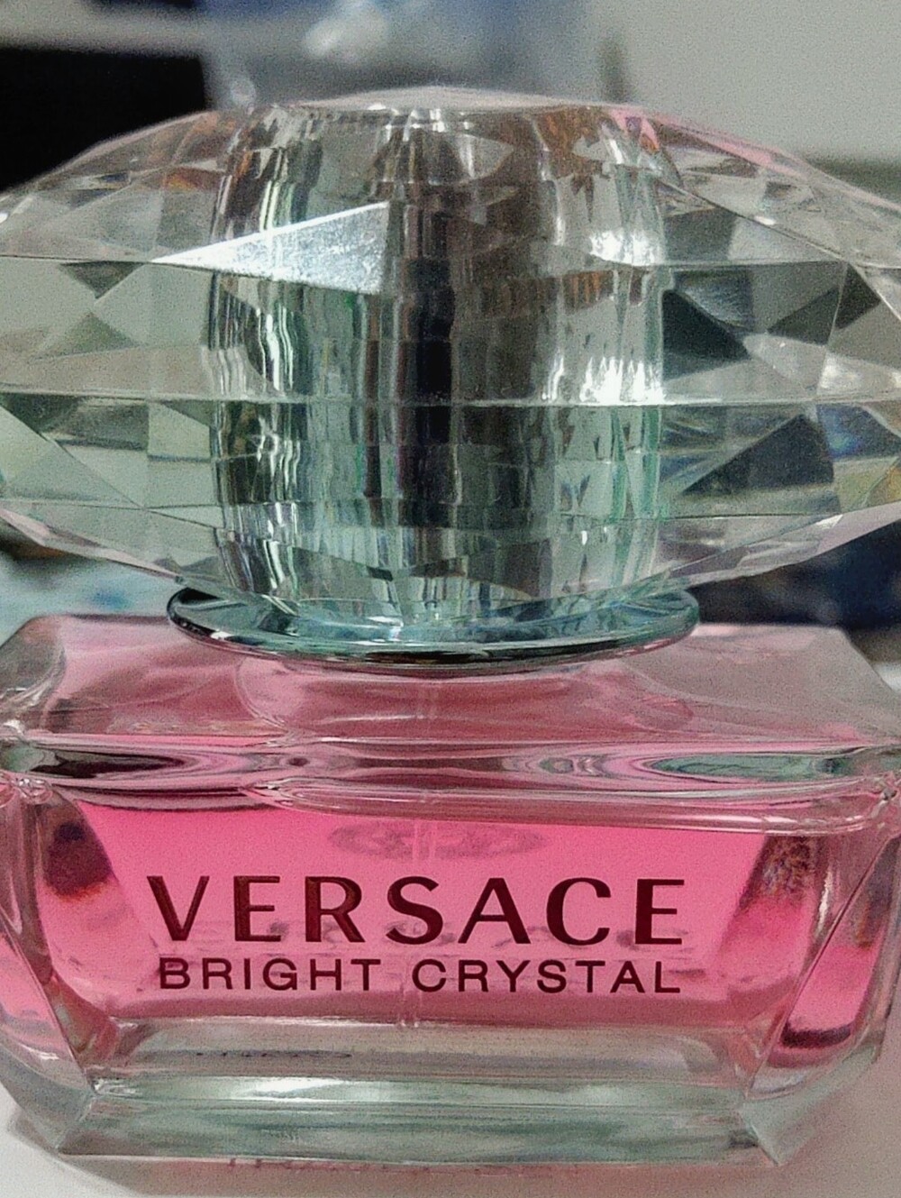 NWOT Versace Bright Crystal Pink and Clear Glass Perfume Bottle